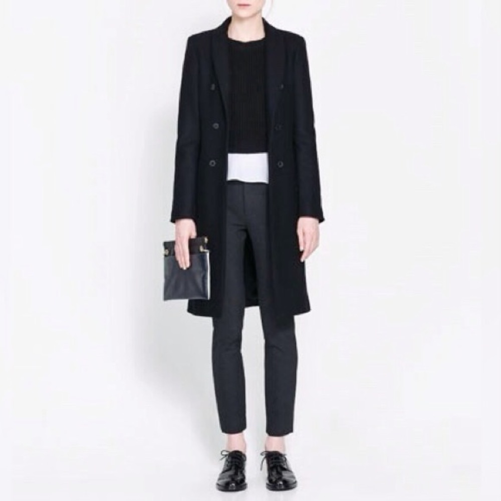 SOLD | Zara black wool double breasted pea coat - Picture 2 of 10